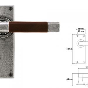 Finesse Pewter FD055C 'Jedburgh' Chocolate Leather & Pewter Lever on Latch Backplate (Set)