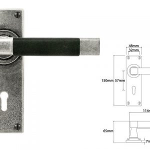 Finesse Pewter FD057B 'Jedburgh' Black Leather & Pewter Lever on Lock Backplate (Set)