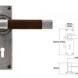 Finesse Pewter FD057C 'Jedburgh' Chocolate Leather & Pewter Lever on Lock Backplate (Set)