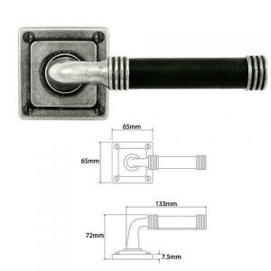 Finesse Pewter FD106B 'Jarrow' Black Leather & Pewter Lever on 'Jesmond' Rose Backplate (Set)