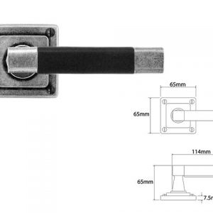 Finesse Pewter FD110B 'Jedburgh' Black Leather & Pewter Lever on 'Jesmond' Rose Backplate (Set)