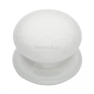 Heritage Brass Porcelain White Crackle Cabinet Knob