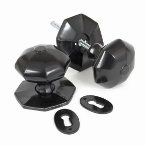 From the Anvil Black Large Octagonal Mortice/Rim Knob Set - 33065
