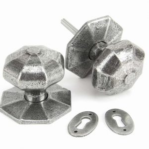 From the Anvil Pewter Large Octagonal Mortice/Rim Knob Set - 33066