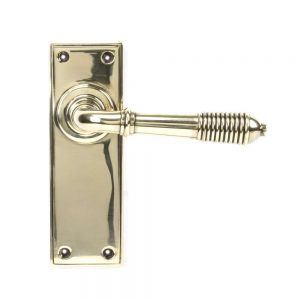 From the Anvil Aged Brass Reeded Lever Latch Set - 33083
