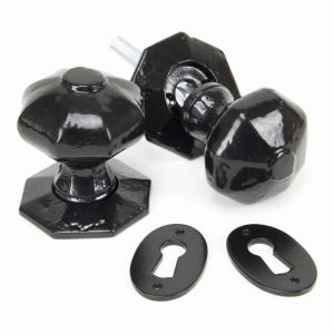 From the Anvil Black Octagonal Mortice/Rim Knob Set - 33250