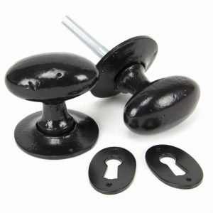 From the Anvil Black Oval Mortice/Rim Knob Set - 33251