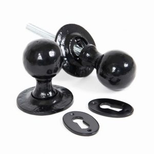 From the Anvil Black Round Mortice/Rim Knob Set - 33252