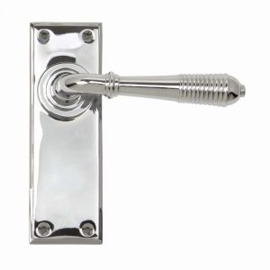 From the Anvil Polished Chrome Reeded Lever Latch Set - 33307