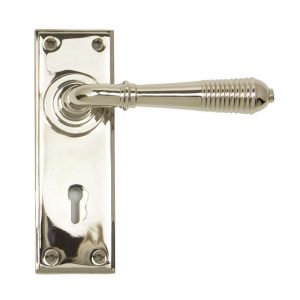 From the Anvil Polished Nickel Reeded Lever Lock Set - 33324