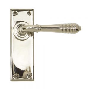 From the Anvil Polished Nickel Reeded Lever Latch Set - 33325