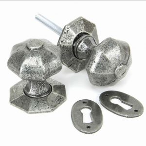 From the Anvil Pewter Octagonal Mortice/Rim Knob Set - 33643