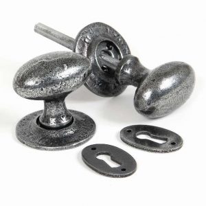 From the Anvil Pewter Oval Mortice/Rim Knob Set - 33644