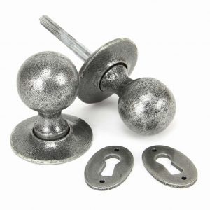 From the Anvil Pewter Round Mortice/Rim Knob Set - 33778