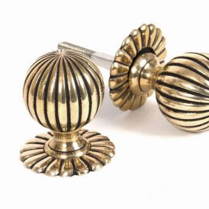 From the Anvil Aged Brass Flower Mortice/Rim Knob Set - 39010
