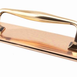 From the Anvil Polished Bronze 300mm Art Deco Pull Handle on Backplate - 45383