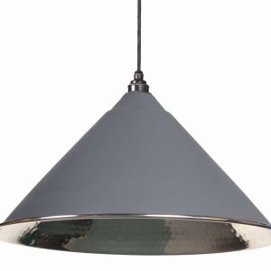 From the Anvil Dark Grey Hammered Nickel Hockley Pendant - 45433DG