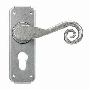From the Anvil Pewter Monkeytail Lever Euro Lock Set - 45592