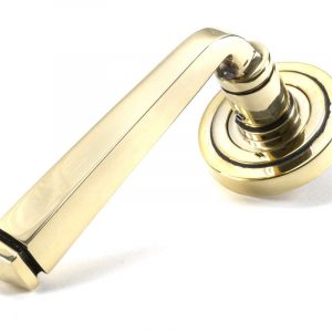 From the Anvil Aged Brass Avon Round Lever on Rose Set (Art Deco) - 45612
