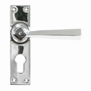 From the Anvil Polished Chrome Straight Lever Euro Lock Set - 45762