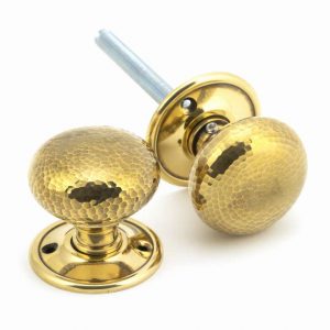 From the Anvil Aged Brass Hammered Mushroom Mortice/Rim Knob Set - 46031