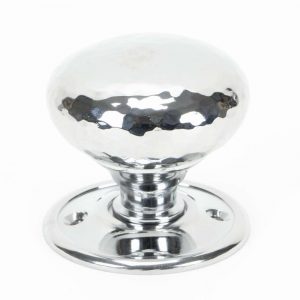 From the Anvil Polished Chrome Hammered Mushroom Mortice/Rim Knob Set - 46033