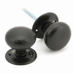 From the Anvil Aged Bronze Hammered Mushroom Mortice/Rim Knob Set - 46034