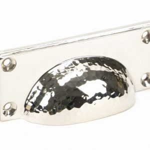 From the Anvil Polished Nickel Hammered Art Deco Drawer Pull - 46037
