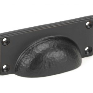 From the Anvil Aged Bronze Hammered Art Deco Drawer Pull - 46039