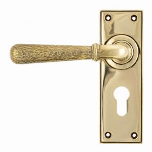 From the Anvil Aged Brass Hammered Newbury Lever Euro Set - 46212