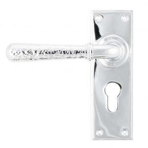 From the Anvil Polished Chrome Hammered Newbury Lever Euro Set - 46216