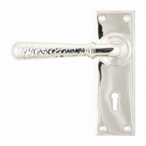 From the Anvil Polished Nickel Hammered Newbury Lever Lock Set - 46217