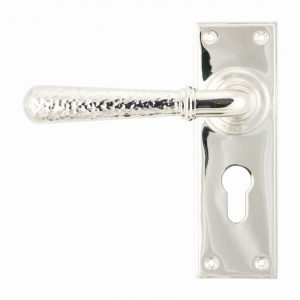 From the Anvil Polished Nickel Hammered Newbury Lever Euro Set - 46220