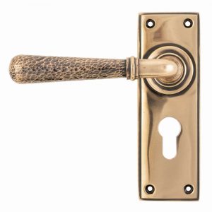From the Anvil Polished Bronze Hammered Newbury Lever Euro Set - 46228