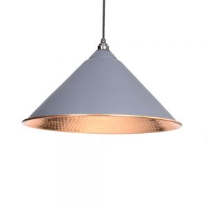 From the Anvil Dark Grey Hammered Copper Hockley Pendant - 49503DG