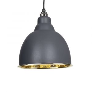 From the Anvil Dark Grey Hammered Brass Brindley Pendant - 49517DG