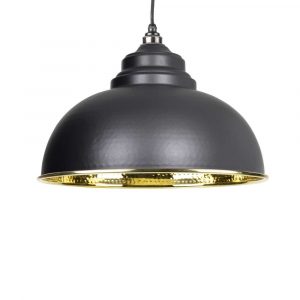 From the Anvil Black Hammered Brass Harborne Pendant - 49521B