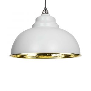 From the Anvil Light Grey Hammered Brass Harborne Pendant - 49521LG