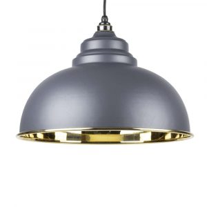 From the Anvil Dark Grey Smooth Brass Harborne Pendant - 49522DG