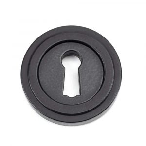From the Anvil Matt Black Round Escutcheon (Art Deco) - 49537