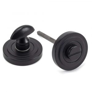 From the Anvil Matt Black Round Thumbturn Set (Art Deco) - 49545