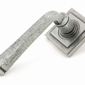 From the Anvil Pewter Avon Round Lever on Rose Set (Square) - Unsprung - 49968