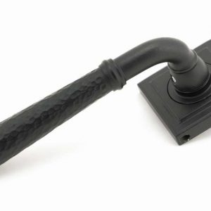 From the Anvil Matt Black Hammered Newbury Lever on Rose Set (Square) - Unsprung - 49988