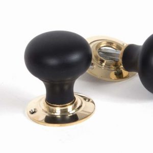 From the Anvil Ebony and PB Bun Mortice/Rim Knob Set - 83563