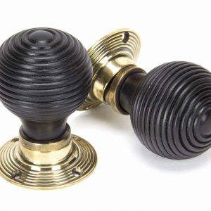From the Anvil Ebony & Aged Brass Beehive Mortice/Rim Knob Set - 83574