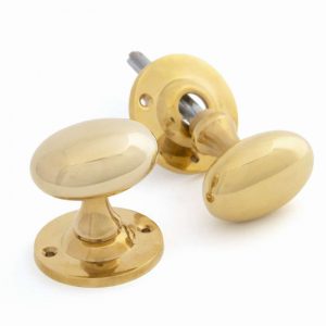 From the Anvil Polished Brass Oval Mortice/Rim Knob Set - 83627