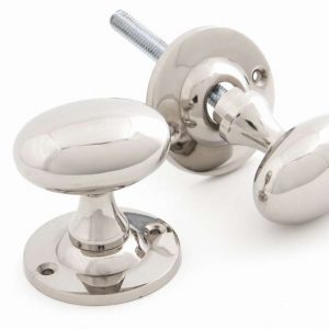 From the Anvil Polished Nickel Oval Mortice/Rim Knob Set - 83629