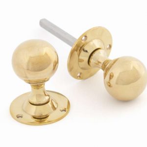 From the Anvil Polished Brass Ball Mortice Knob Set - 83630