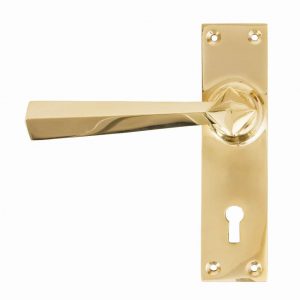 From the Anvil Polished Brass Straight Lever Lock Set - 83829