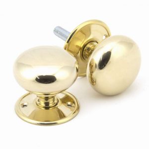 From the Anvil Polished Brass 57mm Mushroom Mortice/Rim Knob Set - 91529